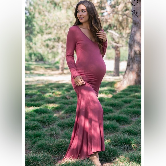 PinkBlush Mauve long sleeve photoshop maternity gown Size L - Picture 3 of 8